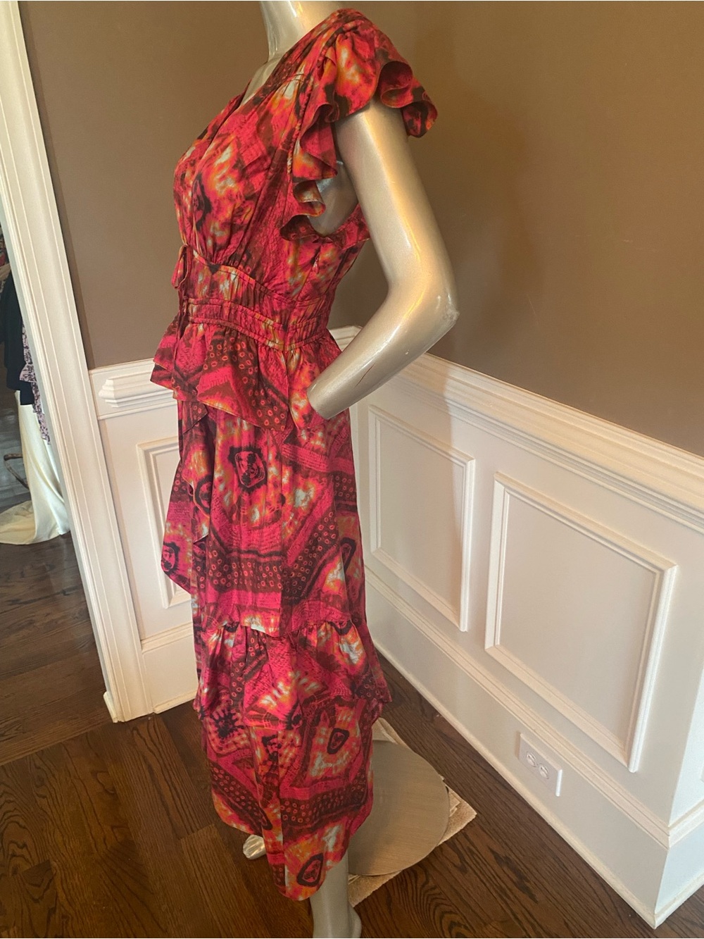 Ulla Johnson Avia Women’s Printed Ruffle-Tier Midi Dress size 8 - Picture 4 of 8